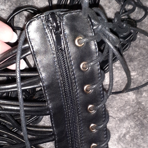 Tall Black Gladiator Heels - Picture 3 of 5